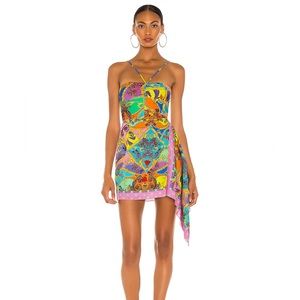 Versace Jeans Couture Paisley print dress in rose wild orchid